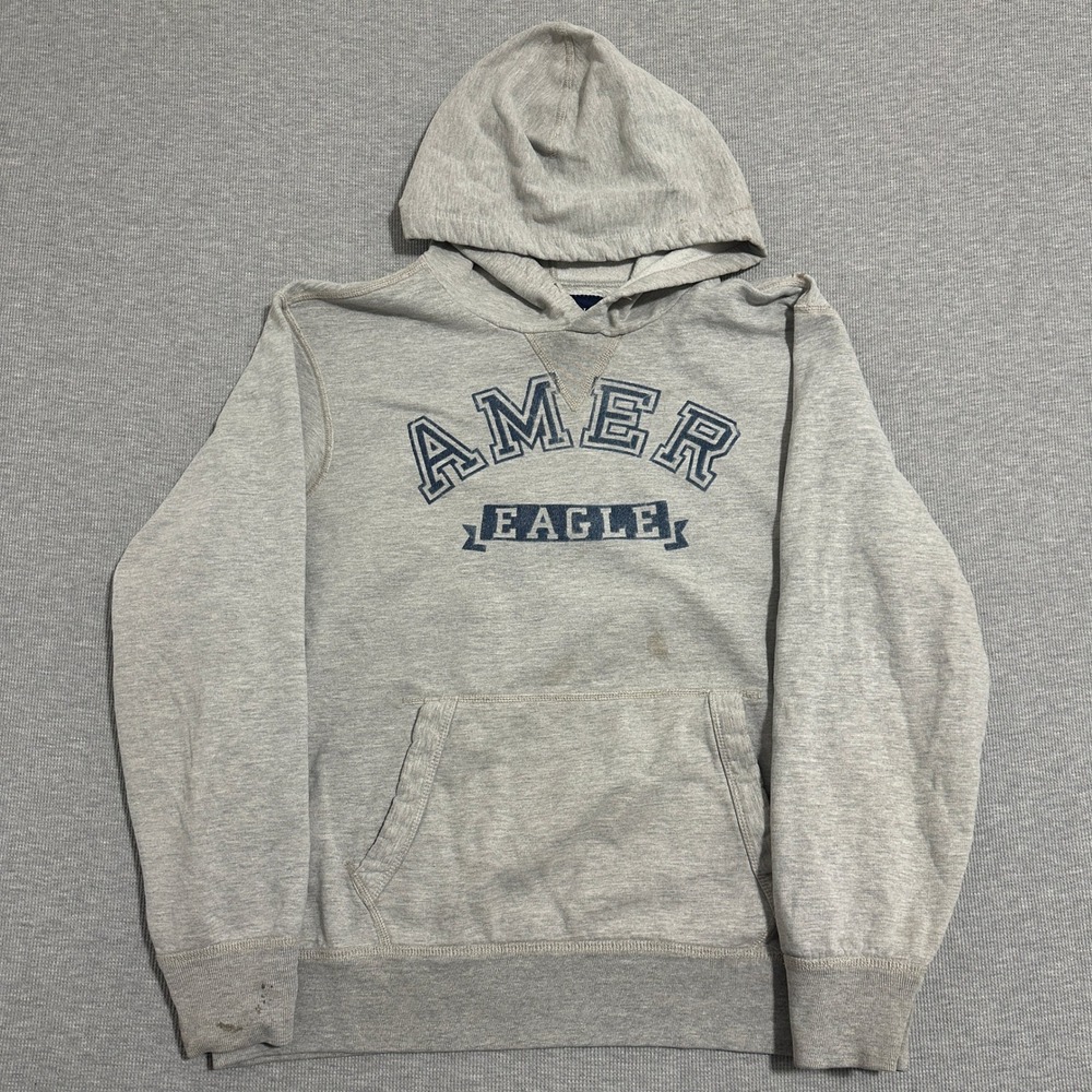 American Eagle‎ Pullover Hoodie Amer Eagle Arch Graphic Heather Gray Mens XL